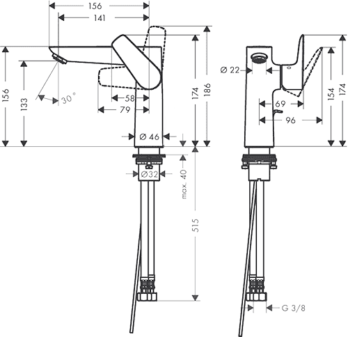 ЧертежHansgrohe Talis E (71755000)