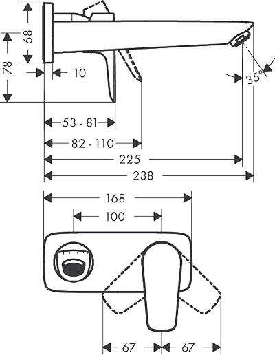 ЧертежHansgrohe Talis E (71734000)