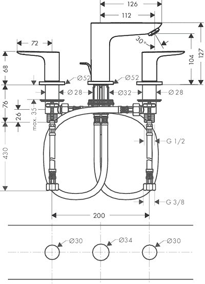 ЧертежHansgrohe Talis E (71733000)
