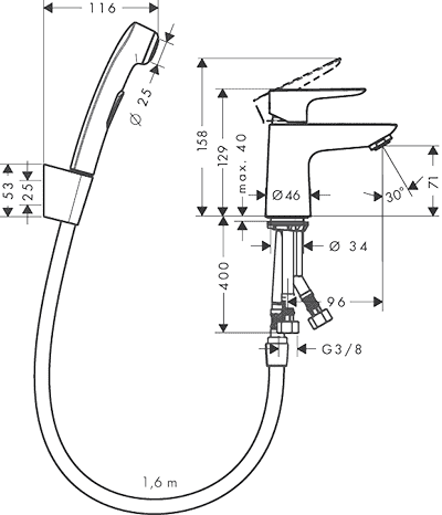 ЧертежHansgrohe Talis E (71729000)