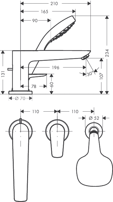 ЧертежHansgrohe Talis E (71731000)