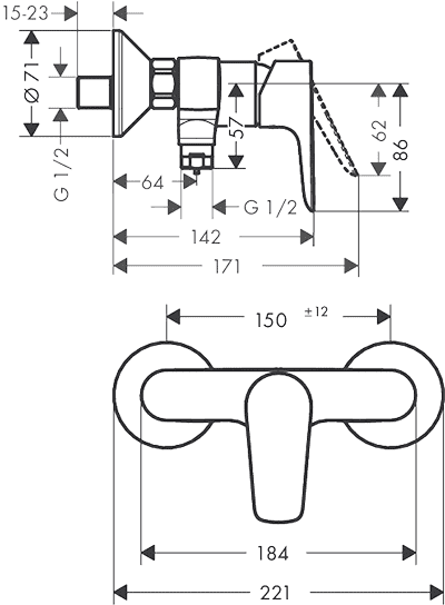 ЧертежHansgrohe Talis E (71760000)