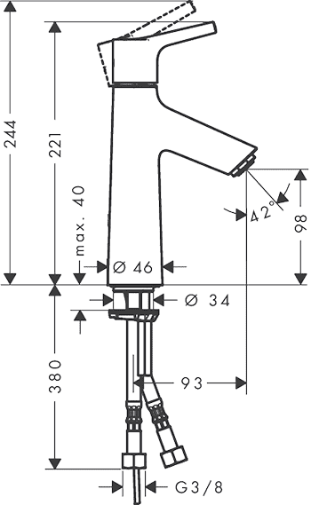 ЧертежHansgrohe Talis S (72025000)