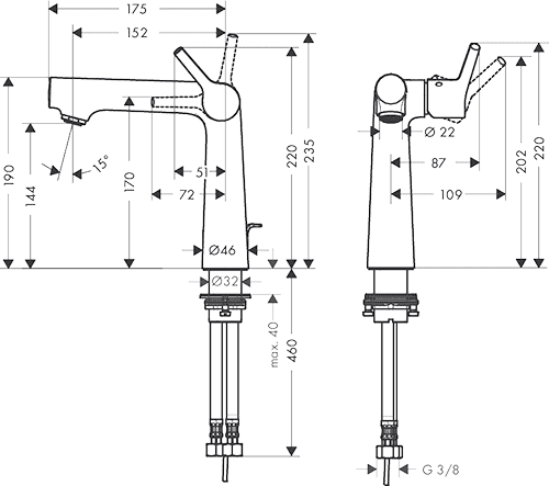 ЧертежHansgrohe Talis S (72113000)