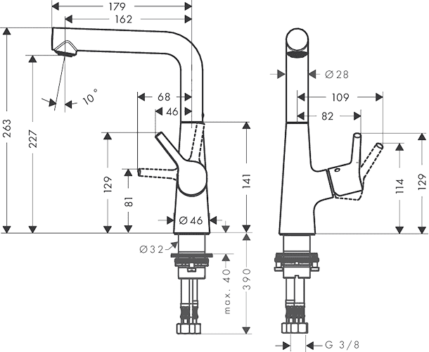 ЧертежHansgrohe Talis S (72105000)