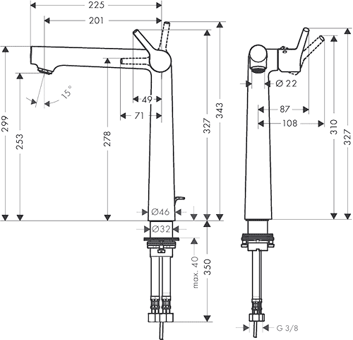 ЧертежHansgrohe Talis S (72115000)