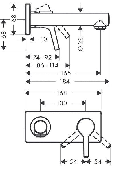 ЧертежHansgrohe Talis S (72110000)