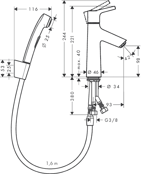 ЧертежHansgrohe Talis S (72290000)