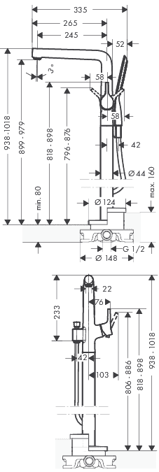 ЧертежHansgrohe Talis S (72412000)