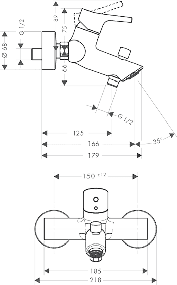 ЧертежHansgrohe Talis S (72400000)