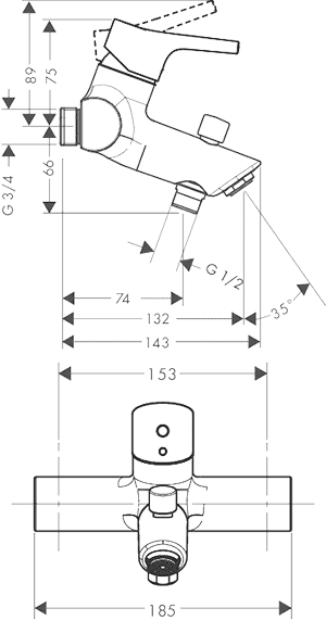 ЧертежHansgrohe Talis S (72401000)