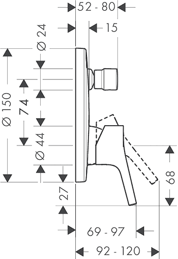 ЧертежHansgrohe Talis S (72405000)