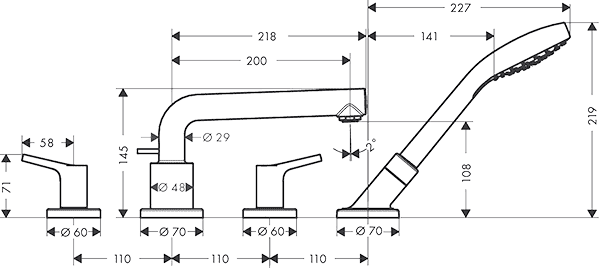 ЧертежHansgrohe Talis S (72418000)