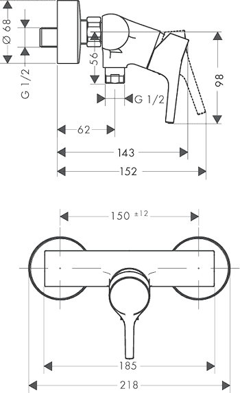 ЧертежHansgrohe Talis S (72600000)