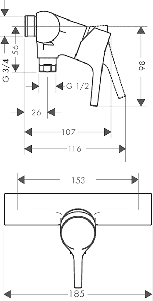 ЧертежHansgrohe Talis S (72601000)