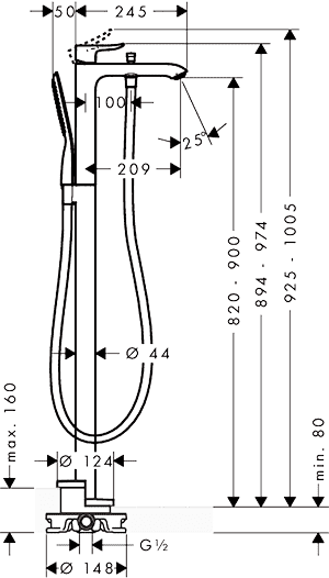 ЧертежHansgrohe Metris (31471000)
