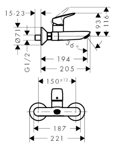 ЧертежHansgrohe Logis (71225000)