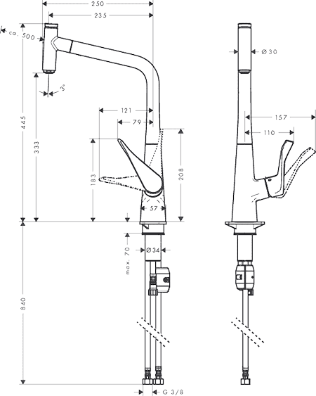 ЧертежHansgrohe Metris Select (14884000)