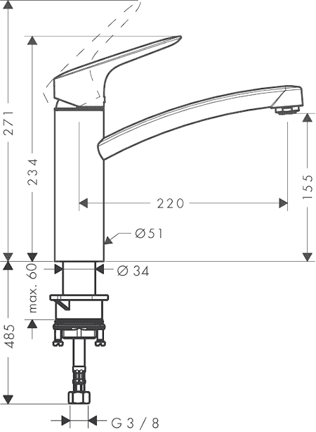 ЧертежHansgrohe Logis (71832000)