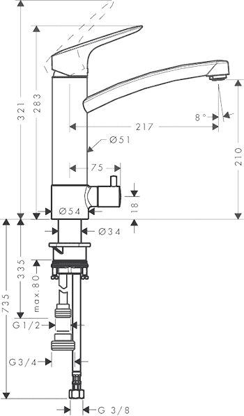 ЧертежHansgrohe Logis (71834000)
