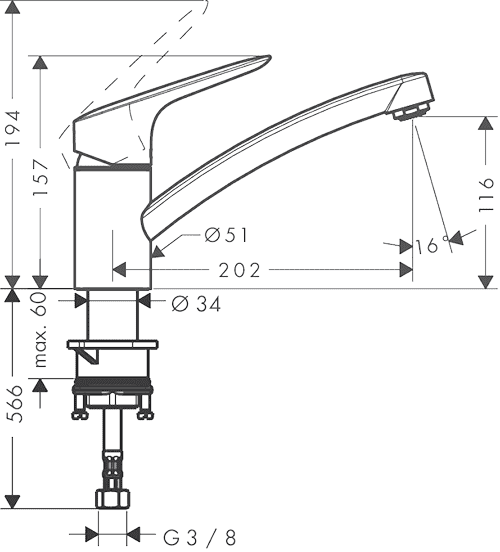 ЧертежHansgrohe Logis (71830000)
