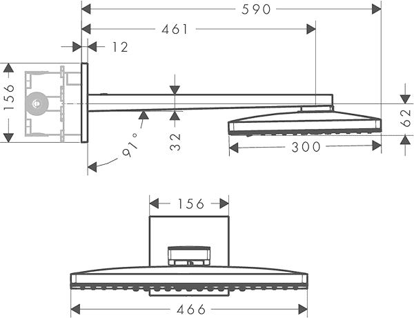 ЧертежHansgrohe Rainmaker Select (24017400)