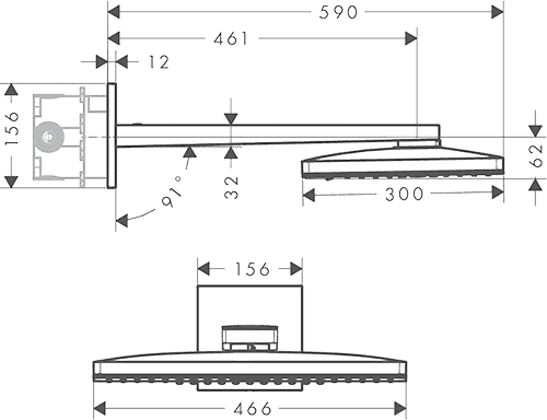 ЧертежHansgrohe Rainmaker Select (24015400)