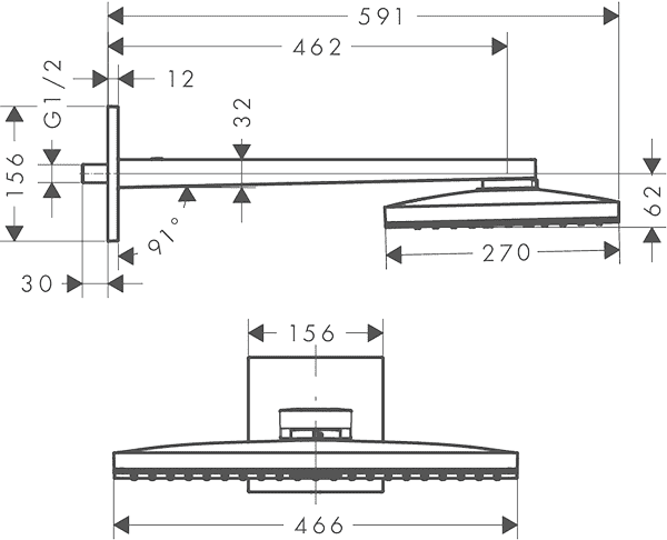 ЧертежHansgrohe Rainmaker Select (24003400)