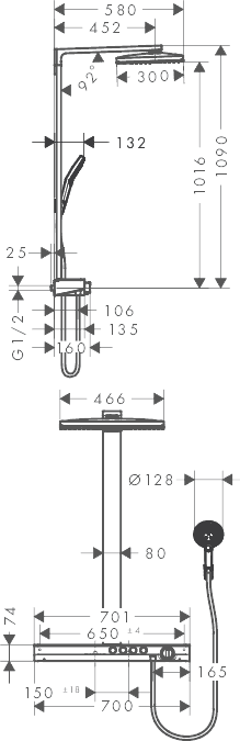 ЧертежHansgrohe Rainmaker Select (27106400)