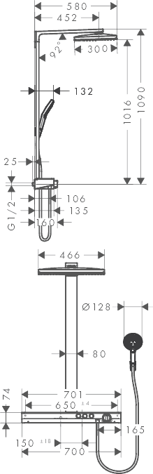 ЧертежHansgrohe Rainmaker Select (27109400)