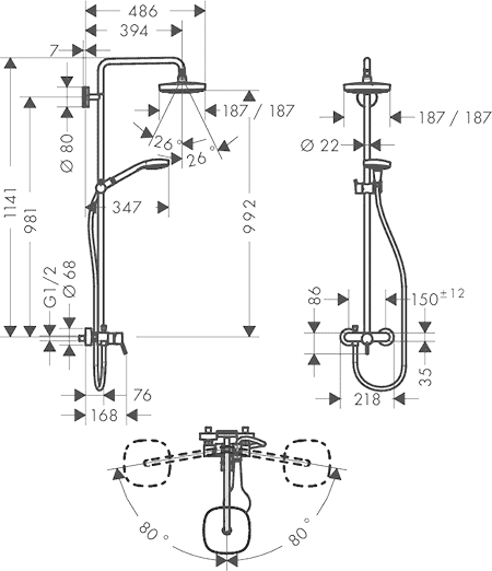 ЧертежHansgrohe Croma Select E (27258400)