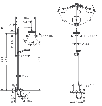 ЧертежHansgrohe Croma Select E (27352400)