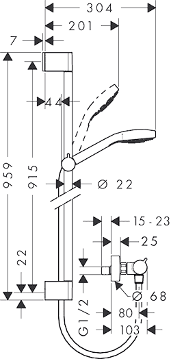 ЧертежHansgrohe Croma Select E (27082400)
