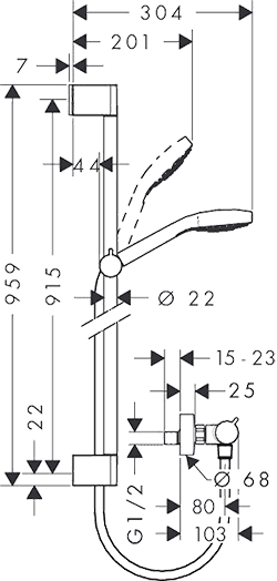 ЧертежHansgrohe Croma Select S (27014400)