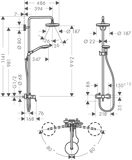 ЧертежHansgrohe Croma Select S (27255400)