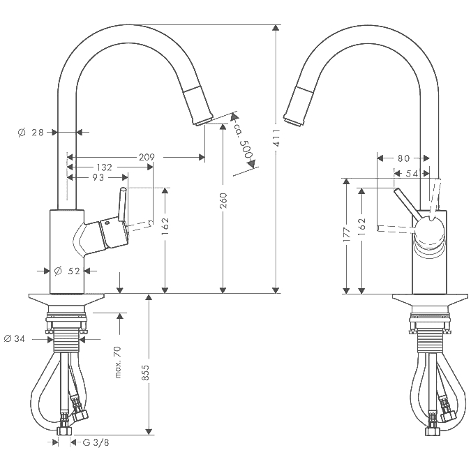 ЧертежHansgrohe Talis S2 Variarc (14872000)