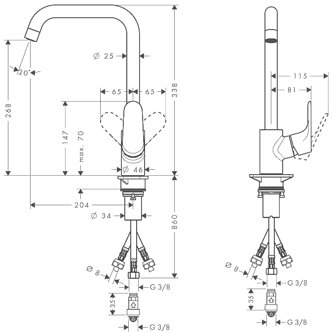ЧертежHansgrohe Focus (31822000)