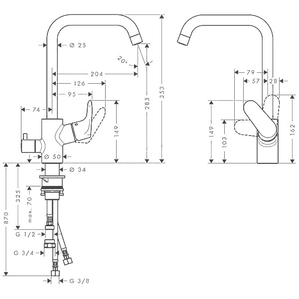 ЧертежHansgrohe Focus (31823000)