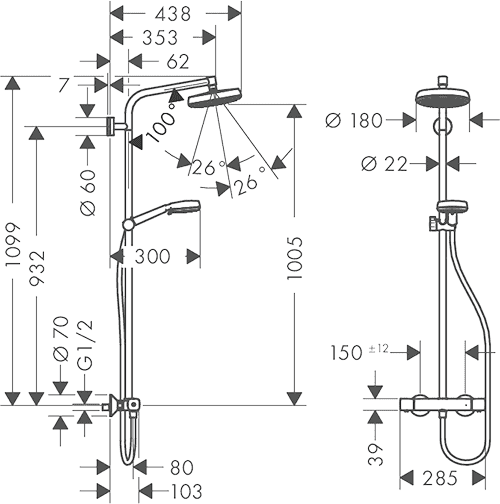 ЧертежHansgrohe Crometta 100 (27265400)