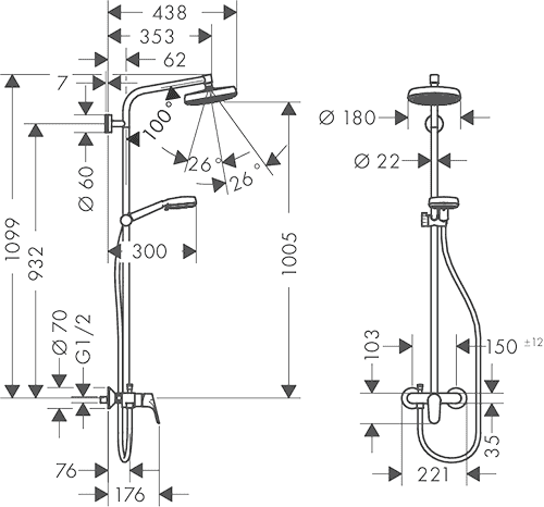 ЧертежHansgrohe Crometta 100 (27266400)