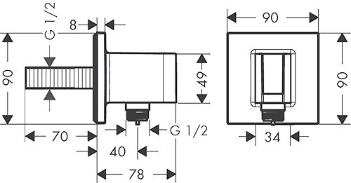 ЧертежHansgrohe Fixfit Porter Square (26486000)