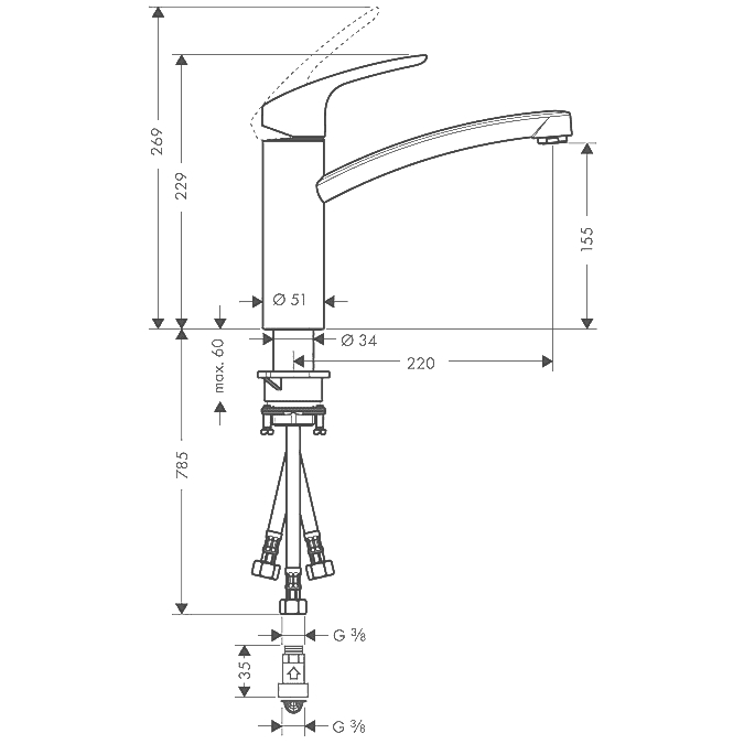 ЧертежHansgrohe Focus (31804000)