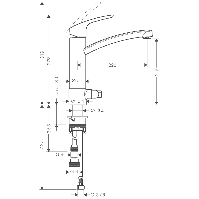 ЧертежHansgrohe Focus (31803000)
