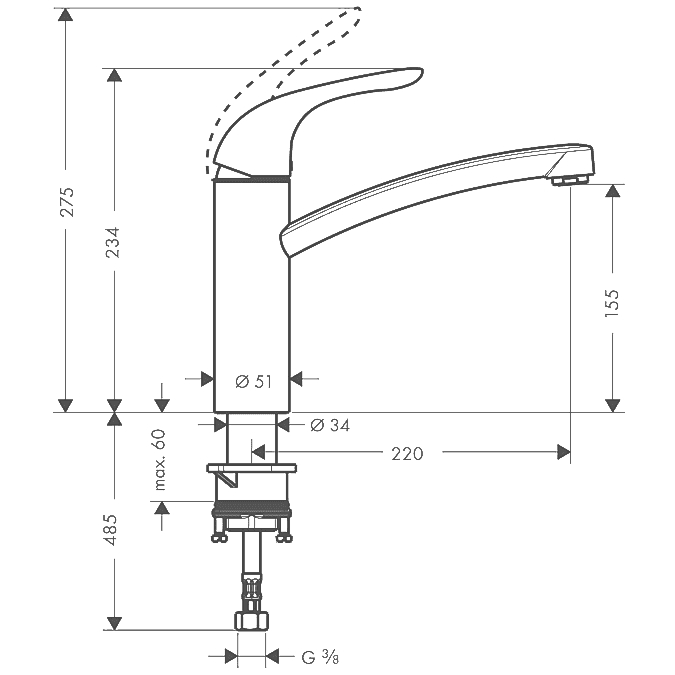 ЧертежHansgrohe Focus E (31780000)