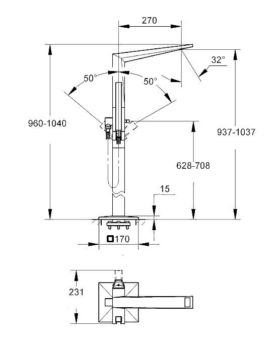 ЧертежGrohe Allure Brilliant (23119000)