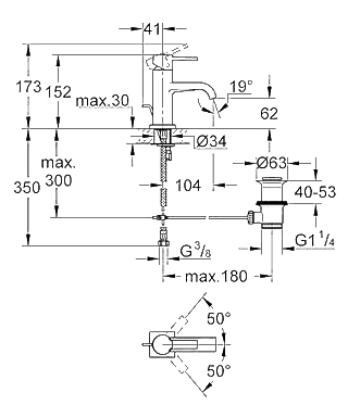 ЧертежGrohe Allure (32757000)