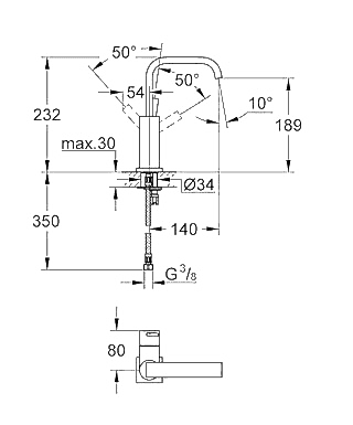 ЧертежGrohe Allure (23076000)