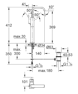ЧертежGrohe Allure (32249000)
