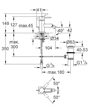 ЧертежGrohe Allure (32147000)