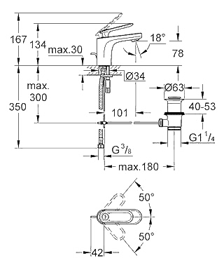ЧертежGrohe Veris (32183000)